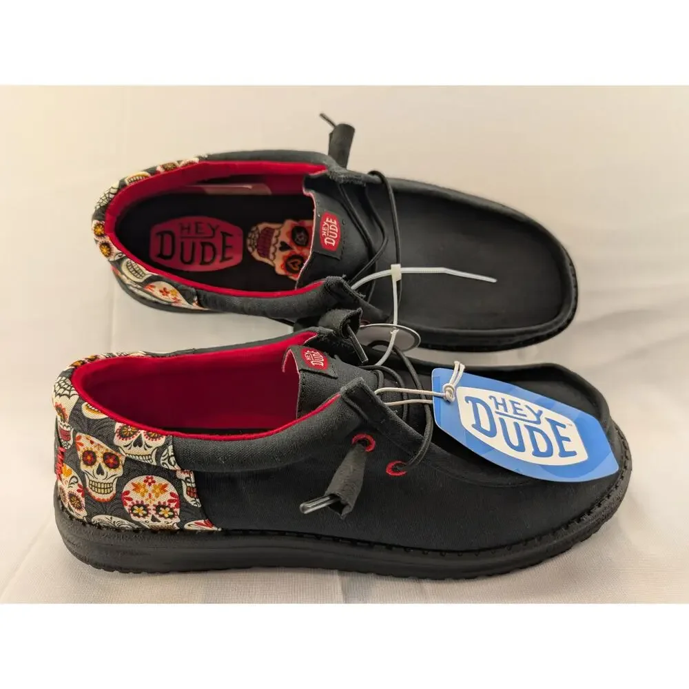 NWT Hey Dude Shoes Men’s Wally Funk Day of the Dead in Black size 11 (NO BOX)
